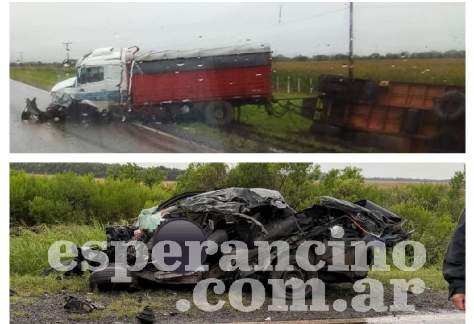 Accidente fatal en ruta 4: un camión y un auto chocaron de frente